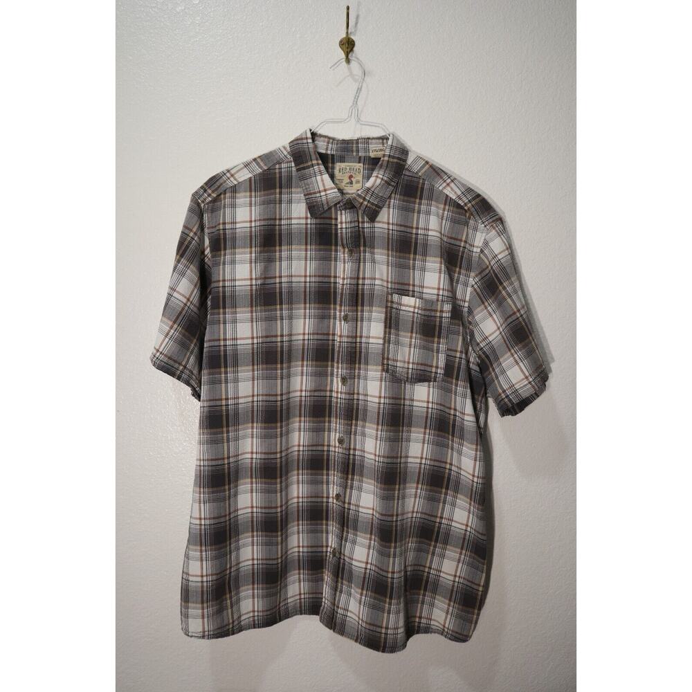 Red Head Brand Co. Men's 2XL XXL Flannel Shirt Plaid Short Sleeve Collared